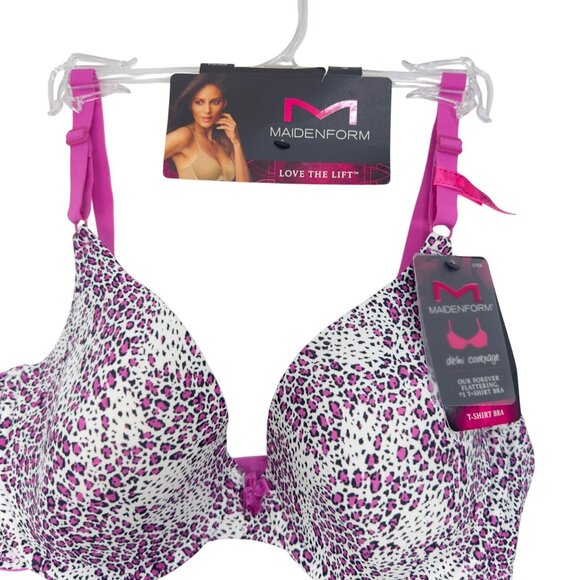 Maidenform Womens Love The Lift T-Shirt Bra Size 36D Pink & White Comfy Casual - Picture 6 of 11